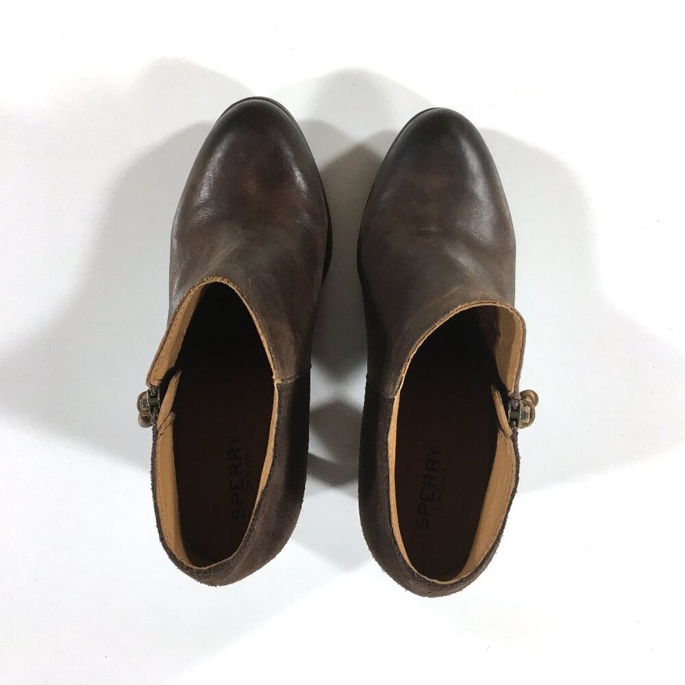 Sperry Top Sider Dasher Booties Womens Size 7.5 M Brown Leather Side Zip - Picture 4 of 9